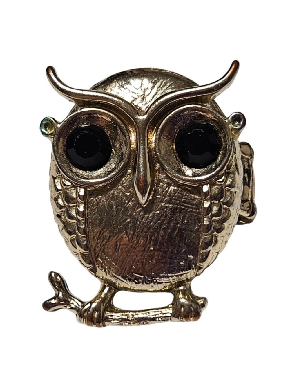 Vintage Owl Ring Stretch Metal Black Stone Eyes Retro Fashion Jewelry Women